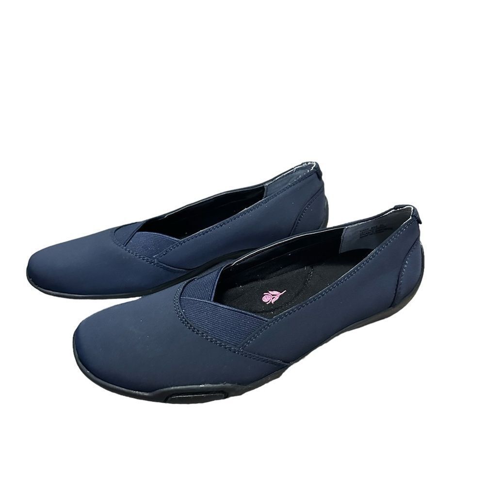 Ros Hommerson Navy Stretch Cady flats size 8SS NWOT